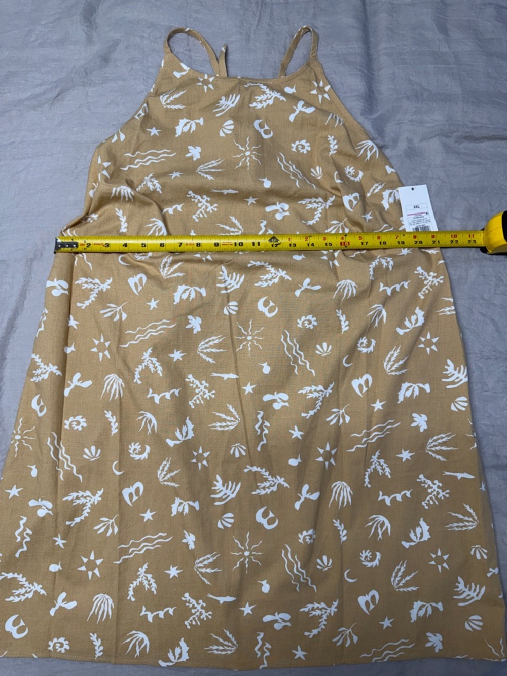 NWT A New Day Tan Printed Midi Dress XXL Tie Back Sleeveless Summer Dress